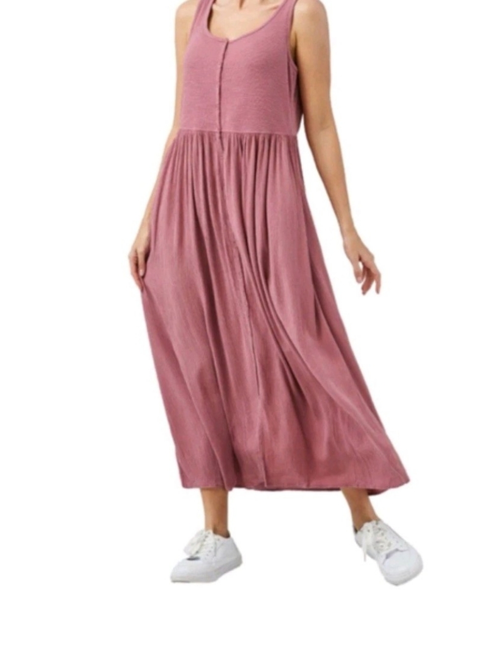 Women's Frye Tank Button Front Rose/Pink Maxi Dress Sz M  Comfortable Versatile